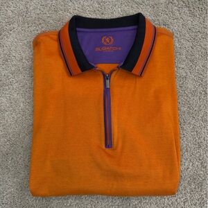 Bugatchi Burnt Orange Polo with Purple Trim